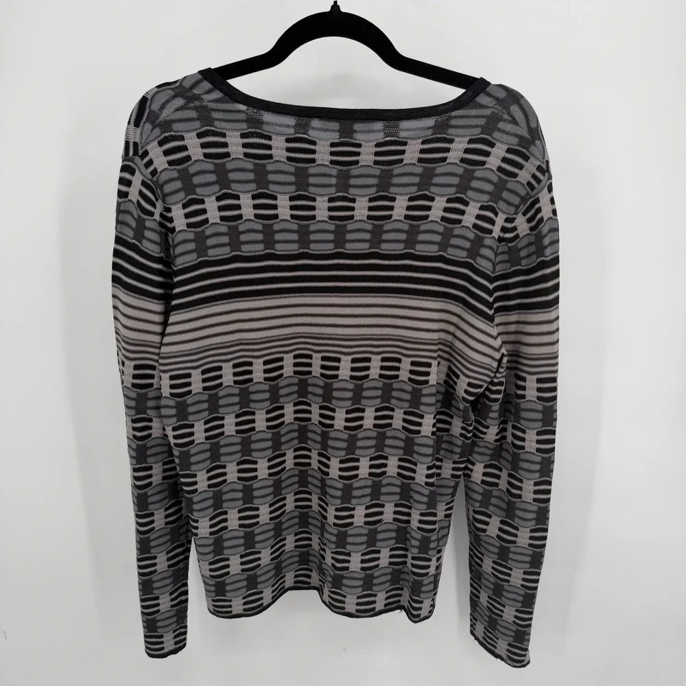Pendleton Women's L‎ Cardigan Black Grey Cityscape Knit Button Long Sleeve